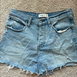 Abercrombie & Fitch Blue Jean Shorts Distressed Cut-Off